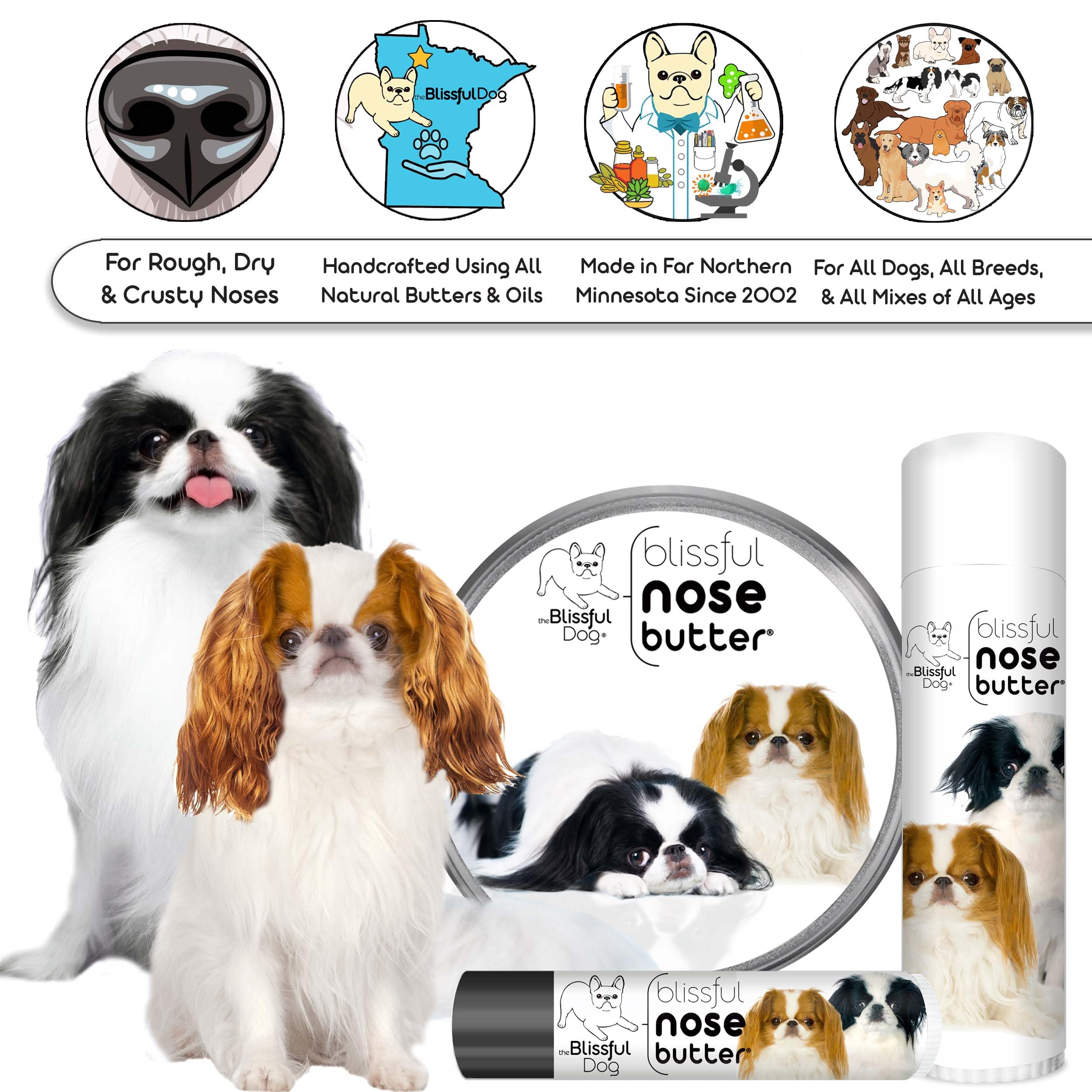 The Blissful Dog Japanese Chin Unscented Nose Butter - Dog Nose Butter, 4 Ounce